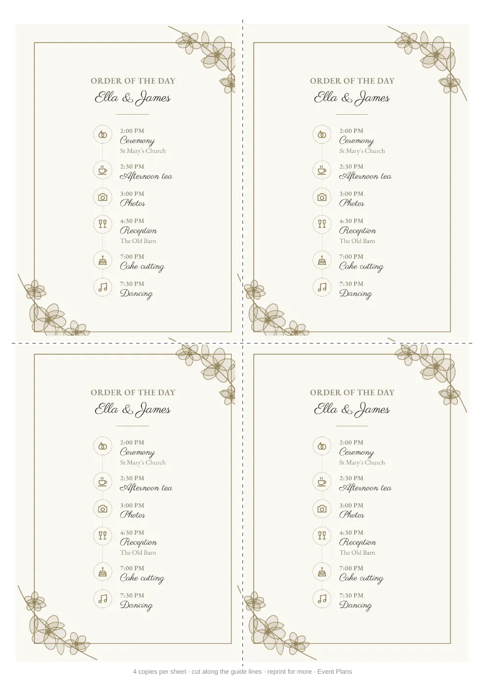 Order of the Day with icons
