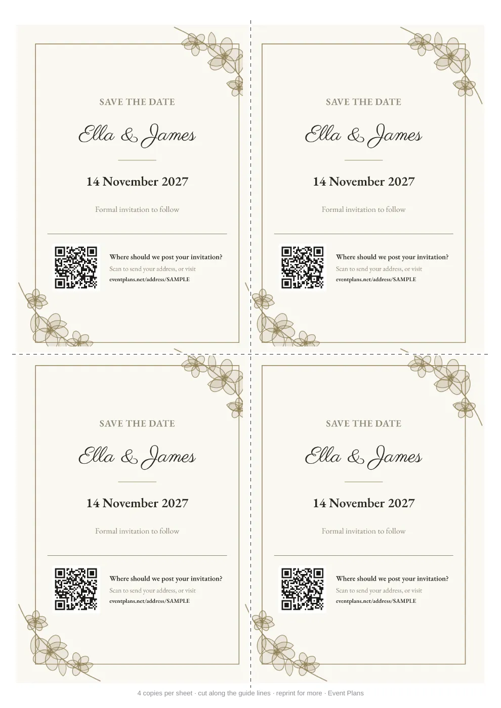 Save the date with florals