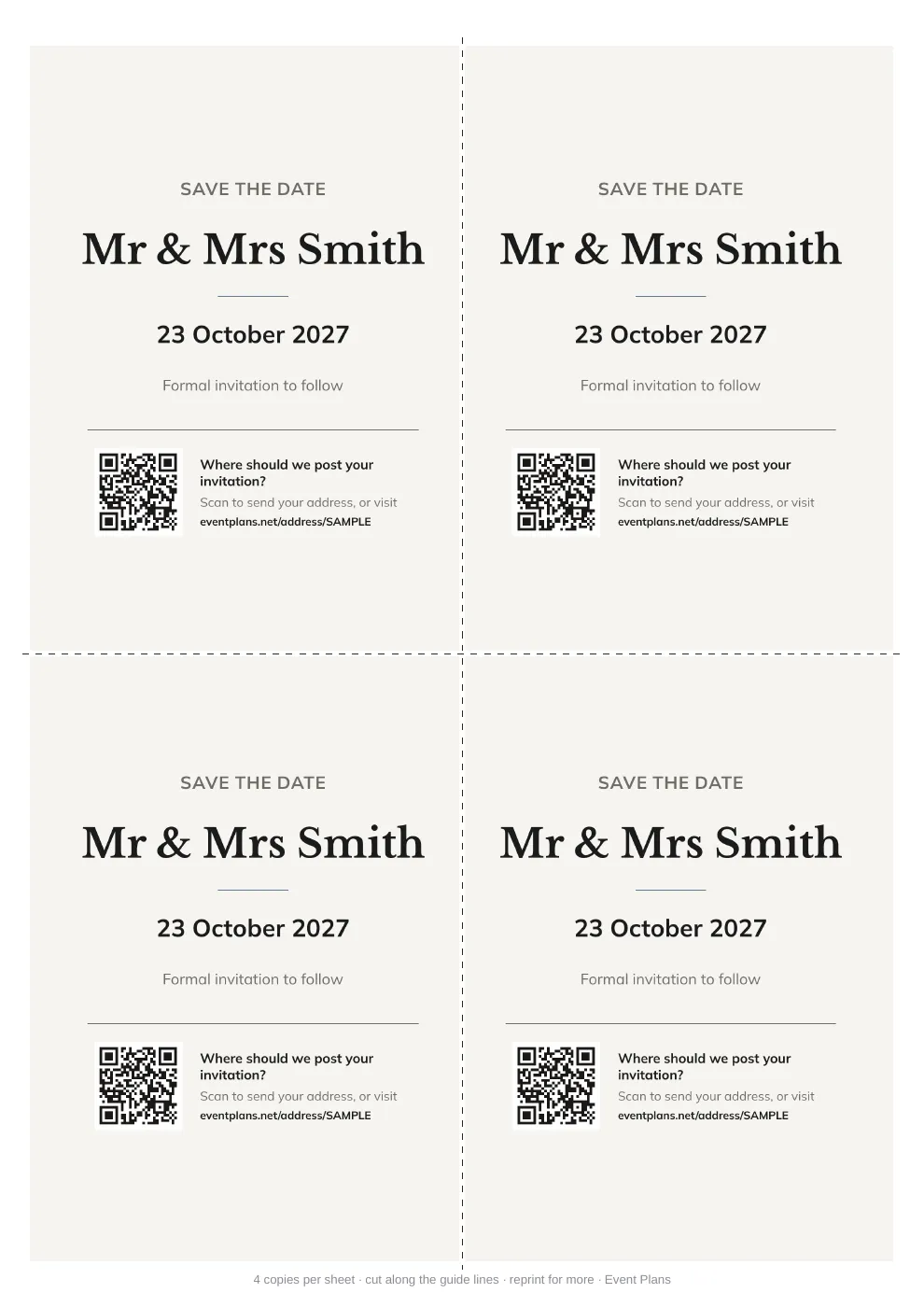 Save the date with an address QR code